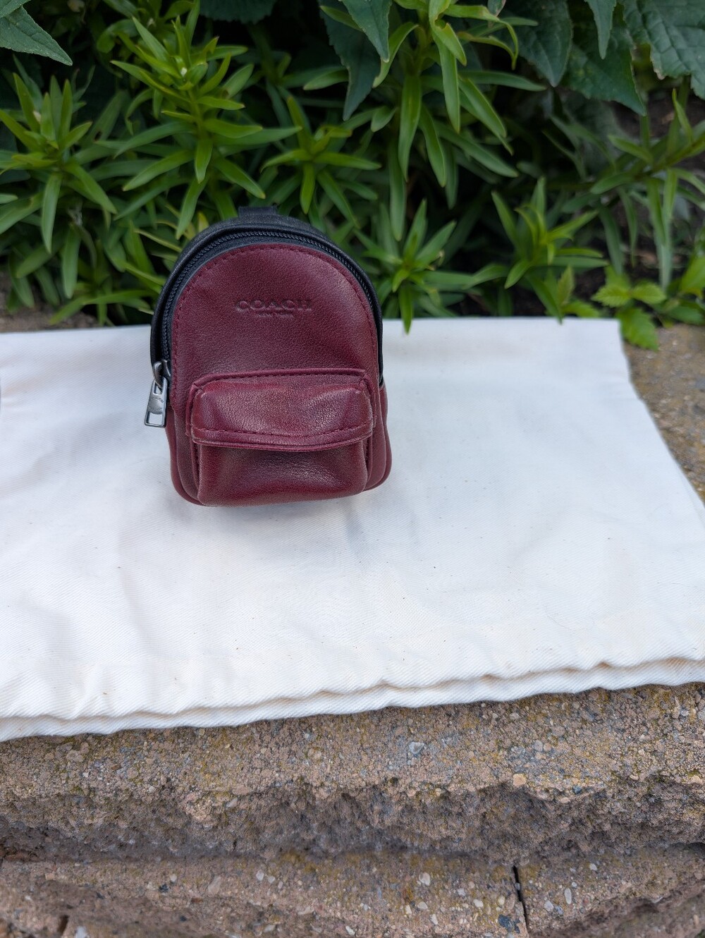 Coach Burgundy Leather Mini Backpack Bag Charm